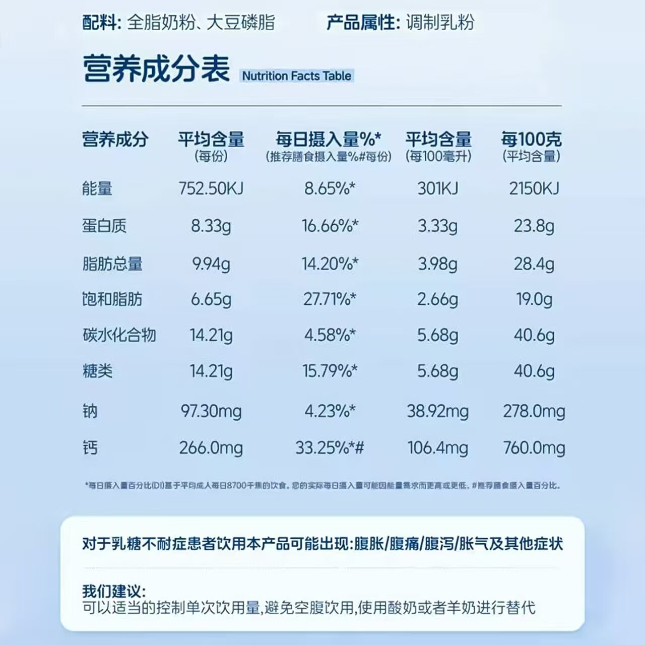 【自营】美可卓蓝胖子牛奶粉成人中老年全脂高钙大学生青少年