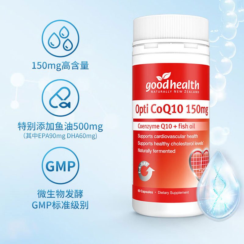 【自营】goodhealth进口150mg辅酶Q10心脑血管心脏保健营养60粒*2 - 图1