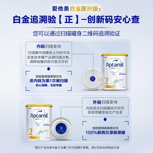 【自营】【批批严检】澳洲爱他美白金DHA叶黄素奶粉2段800g*4罐 - 图2