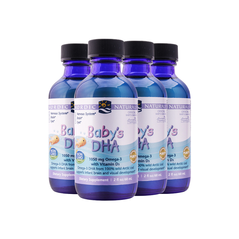 天猫国际进口超市【直营】Nordic Naturals挪威小鱼 婴幼儿鳕鱼油DHA 60ml*4瓶0