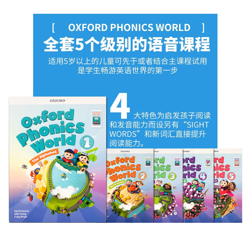 【自营】新版牛津自然拼读教材 Oxford Phonics World 1 2 3 4 5级幼少儿英语启蒙发音OPW教材牛津进口原版图书含APP激活码-图2