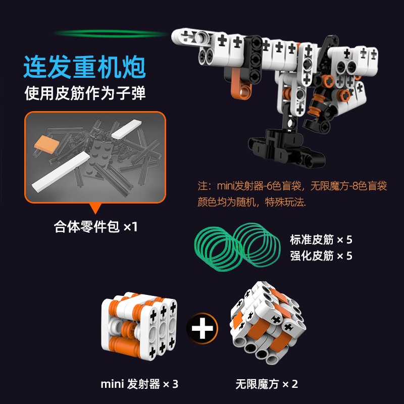 积木发射器盲袋可发射子弹拼插无限魔方拼装合体变形男孩益智玩具 - 图0