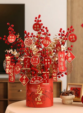 马上有钱发财果福桶摆件