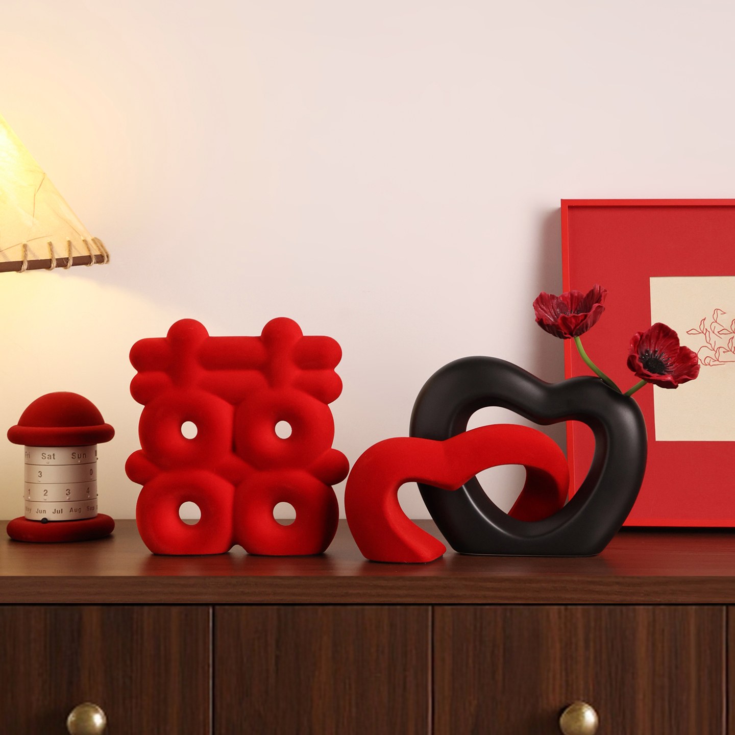 新年吾家有喜爱心花瓶红色双喜字装饰品摆件套装结婚喜庆婚房用品,淘宝优惠券,粉丝福利购,淘宝优惠卷