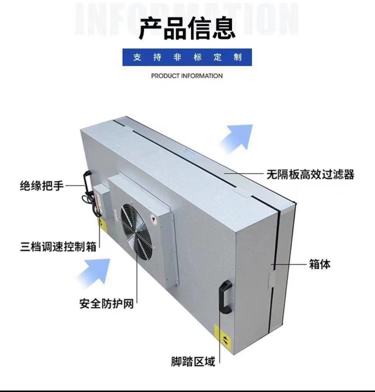 ffu空气净化器高效过滤器工业无尘车间风机过滤洁净棚 百级层流罩 - 图1