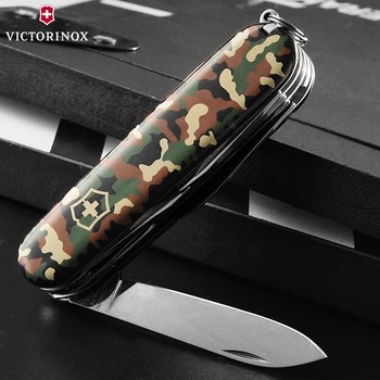 ຕົ້ນສະບັບນໍາເຂົ້າ Victorinox Swiss Army ມີດ 91mm camouflage hunter 1.3713.94 multi-function folding Swiss knife