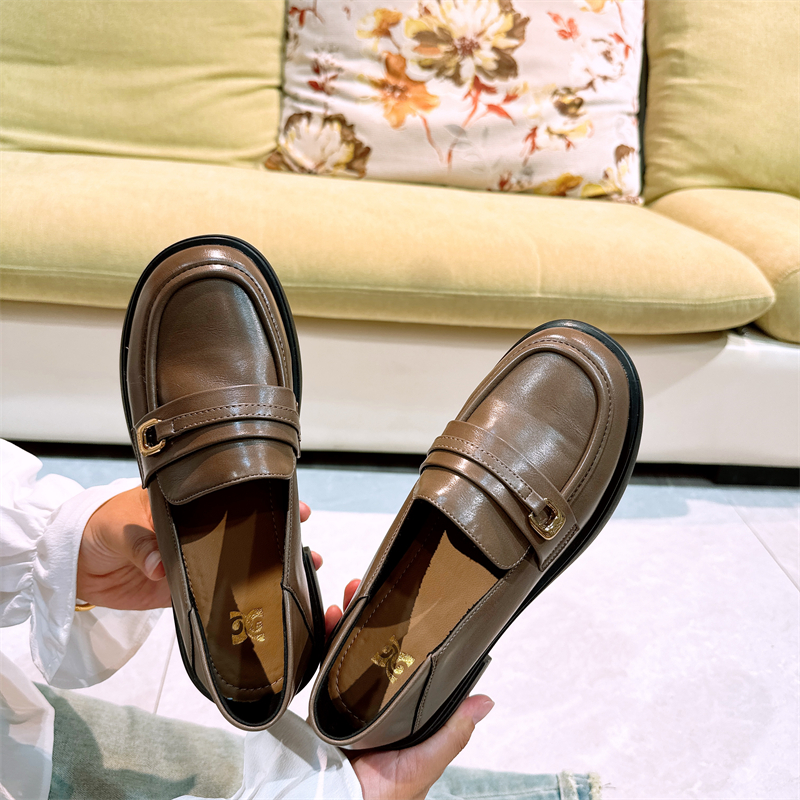 真皮！秀气厚底乐福鞋！专柜女鞋平底英伦风小皮鞋百搭D921321-2 - 图3