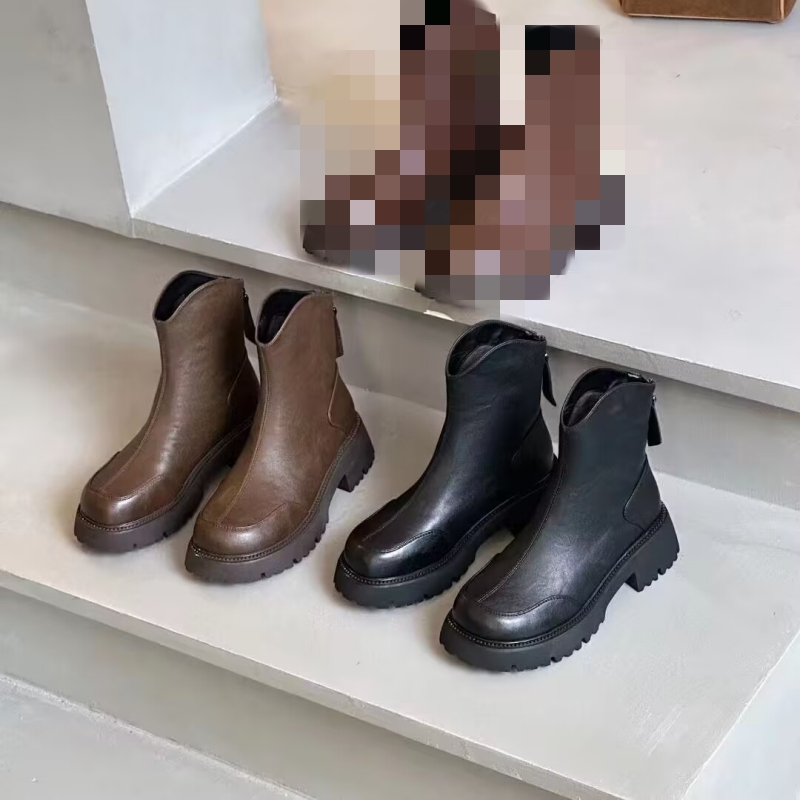 专柜折扣商场撤柜特价女鞋平底厚底舒适百搭短靴女洋气Z532352-1A - 图3