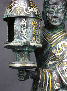 古青铜器摆件汉长信宫灯铜中式落地灯人形宫灯汉婚道具古玩收藏