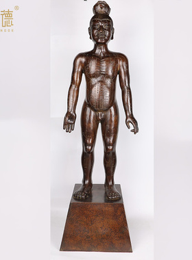 纯铜针灸人穴位人针灸人体模型铜人体经络图摆件中医药医馆铜人