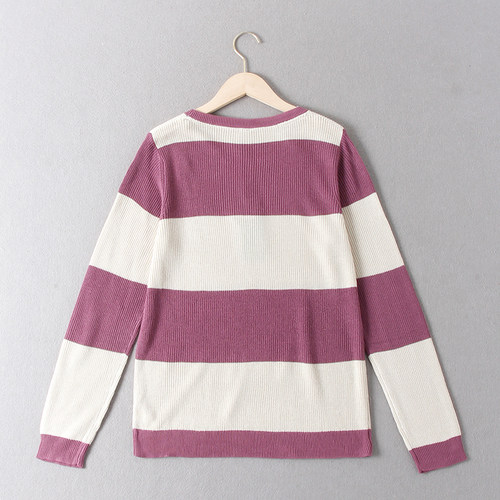 德国单!29.9欧！女百搭宽条纹拼色兰精环保纤维套头长袖针织毛衣 - 图3