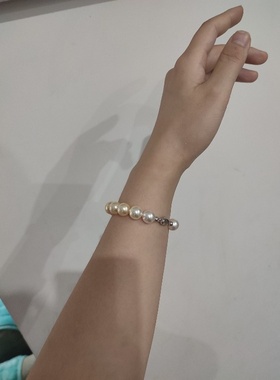 ISLA孤岛南洋金珠色茶金渐变8-10mm施家珍珠手链手串s925银通勤