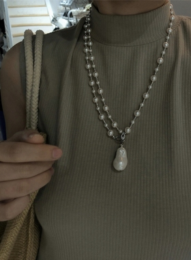 ISLA孤岛施家珍珠长项链毛衣链s925银通勤百搭叠戴高级感轻奢吊坠