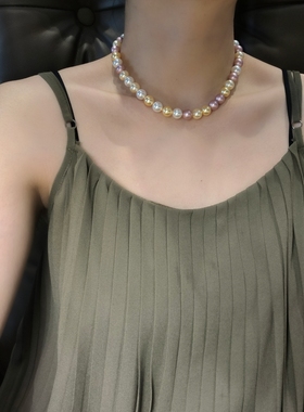 ISLA孤岛原创设计［白蝶香蜜］施家珍珠项链茶金色羽皇金澳白光