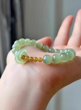 天然和田玉晴水藕粉手串女烟紫碧玉墨玉塔青糖羊脂白玉黄口珠串