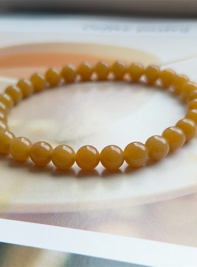 6mm-380 糖玉手串  和田玉糖玉手链女天然正品新疆且末料玉石珠串