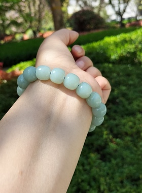 12x11和田玉且末蓝手串女男天然正品新疆和田玉玉石珠串