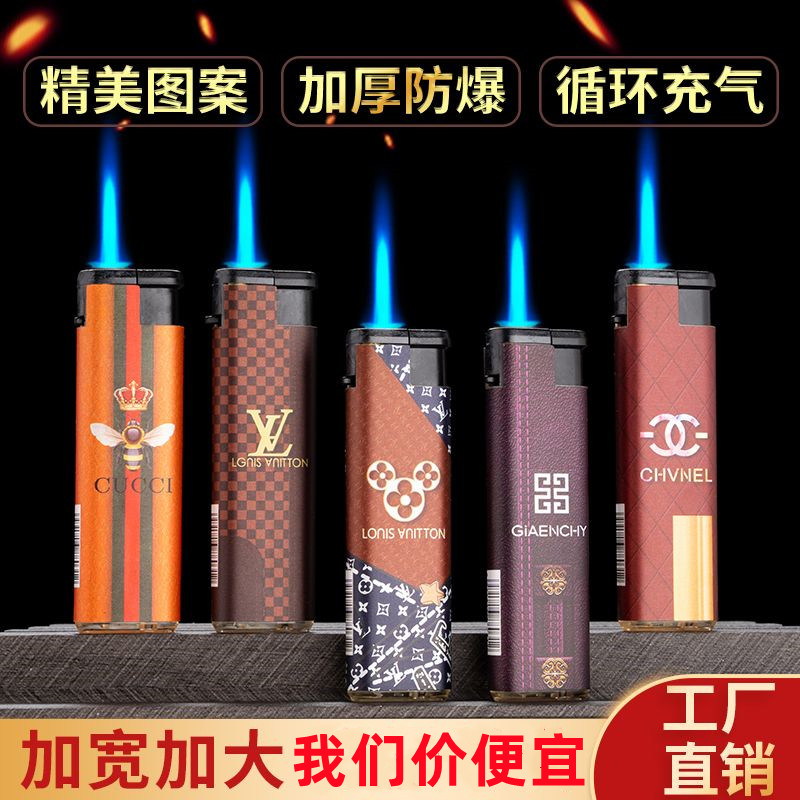 50支防风打火机特价家用防爆直冲蓝焰一次性充气创意订做定制广告-图0