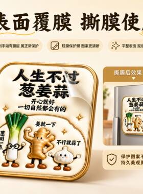 人生不过葱姜蒜亚克力磁吸冰箱贴