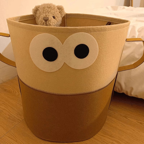 大容量脏衣篮衣服篓收纳桶可爱家用可折叠毛毡玩具零食收纳杂物筐 - 图1