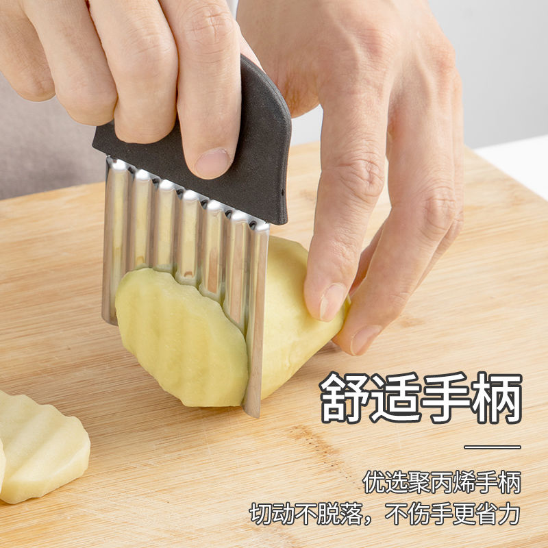 波纹刀不锈钢狼牙土豆刀切土豆波浪刀厨房家用切菜神器花式切条器 - 图2