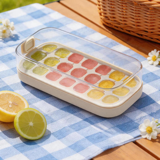 Ice cube mold is a contact-grade quantitative push-type ice tray for home refrigerator, homemade ice box, ice cube artifact