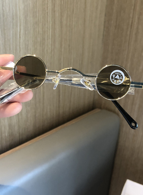 超小圆形水晶眼镜复古直播搞怪小墨镜网红同款遮阳太阳眼镜男女款