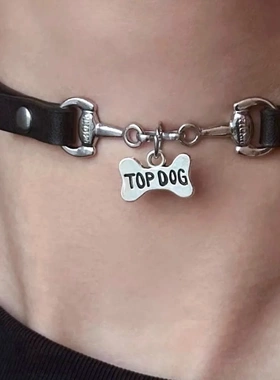 暗黑拼接项圈字母牌骨头项链高级甜酷辣妹铃铛哥特百搭颈链饰品