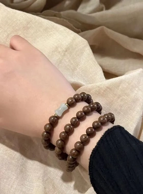 新款清冷双层手链木质手链木搭配东陵竹节多圈手串女生百搭