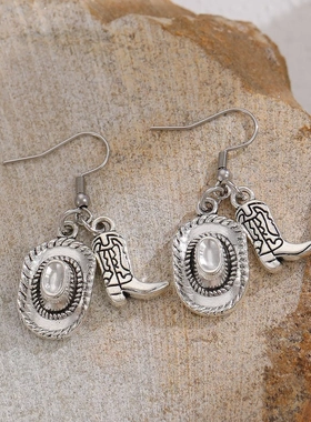 2025新款跨境欧美西部牛仔风帽靴项链女时尚复古民族风耳饰配饰