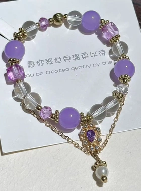 超仙甜美风紫罗兰手串轻奢紫韵小众精致感紫色曼陀罗手串闺蜜礼物