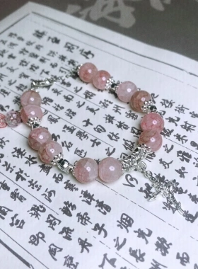 干枯玫瑰十字架琉璃串珠手链ins小众设计手串情侣手饰礼物