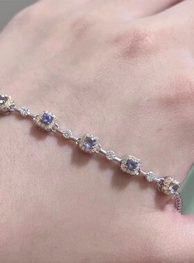 2023新款雨雾丁香紫色锆石方糖手链女 轻奢小众高级感气质手饰