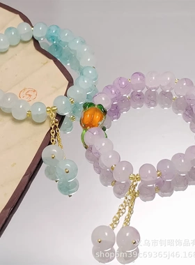 原创设计玉碎算盘珠纳福柿柿如意水晶手链高级感简约手串景区热销