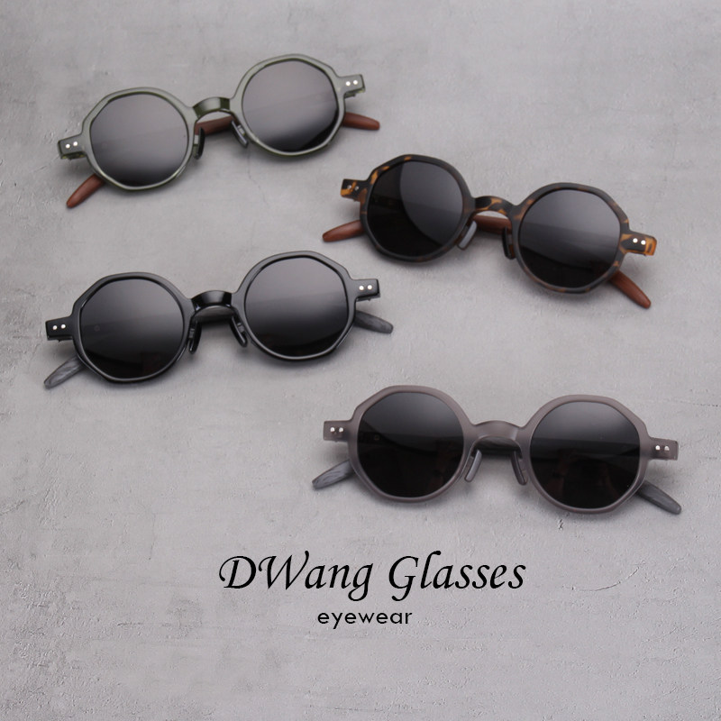 Retro round frame imitation wood grain temples ultralight sunglasses