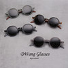 Retro round frame imitation wood grain temples ultralight sunglasses