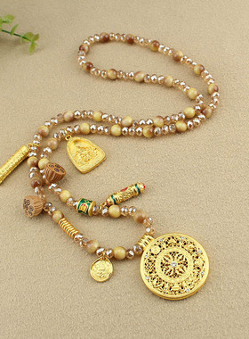 新中式国风八宝圆牌项链女