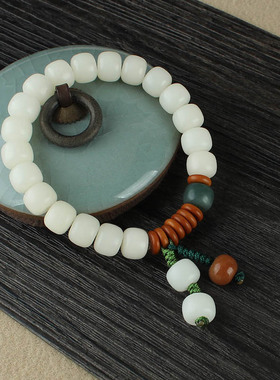 天然白玉菩提根佛珠手串复古文艺