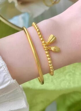 古法小金珠女金包银莲蓬手链