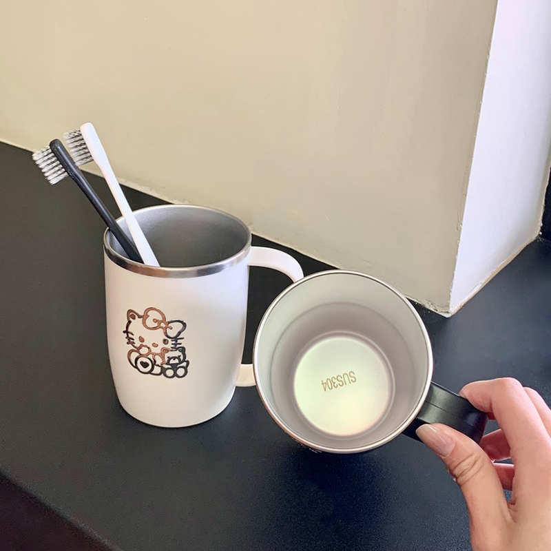 日式304不锈钢洗漱口杯防霉刷牙水杯子带手柄一家三口简约可爱ins,淘宝优惠券,粉丝福利购,淘宝优惠卷