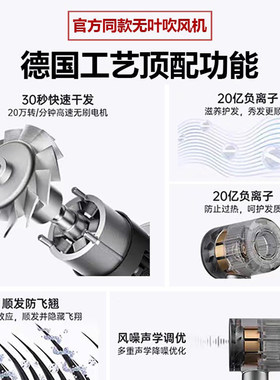 德国顶配电吹风机家用负离子护发静音速干风筒高速大风力新款