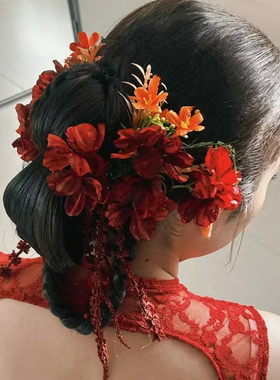 新中式新娘仿真花头饰