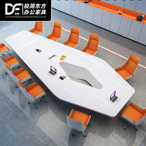 Profiled White Baking Paint Conference Table Long Table Minima Modern Large Meeting Table And Chairs Combo Tech Fashion Creative Table