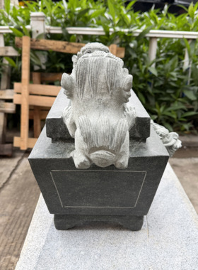 惠安石雕方形香炉龙头狮子头香炉寺庙小圆香炉双狮耳香炉祠堂鼎