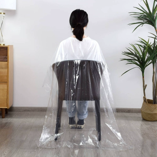 Одноразовая пластиковая водонепроницаемая накидка для стрижки волос, увеличенная толщина