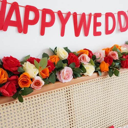 床头仿真花结婚房布置装饰花藤摆花新房卧室沙发婚庆玫瑰假花藤条 - 图2