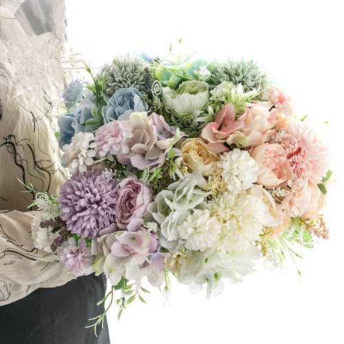 绣球花假花仿真花束塑料手捧花小束把花玫瑰绢花干花家居摆设装饰 - 图2