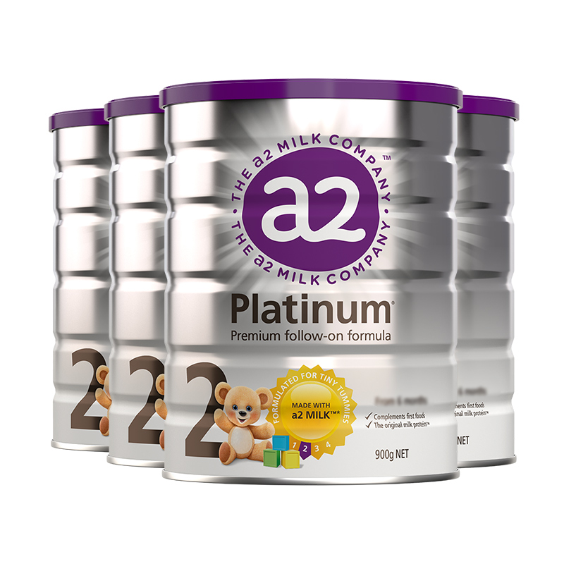 a2海外旗舰店新西兰a2进口奶粉2段二段婴儿婴幼儿配方白金版A2蛋白质4罐0
