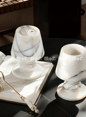 墨非 法式侘寂风大理石香薰杯摆件卧室餐厅样板房软装家居摆件