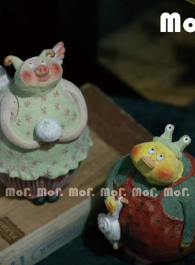 墨非 原创手工陶艺陶瓷动物摆件家居饰品儿童房卡通童趣装饰品